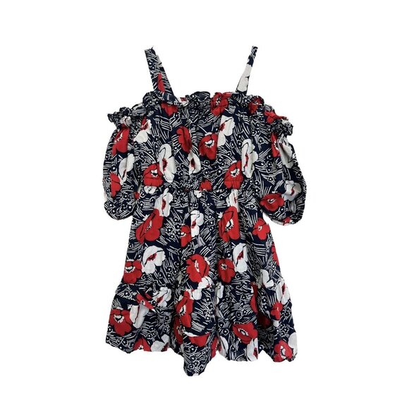 Janie and Jack Other - Janie and Jack Puff Sleeve Floral Dress Size 5 Blue Red White